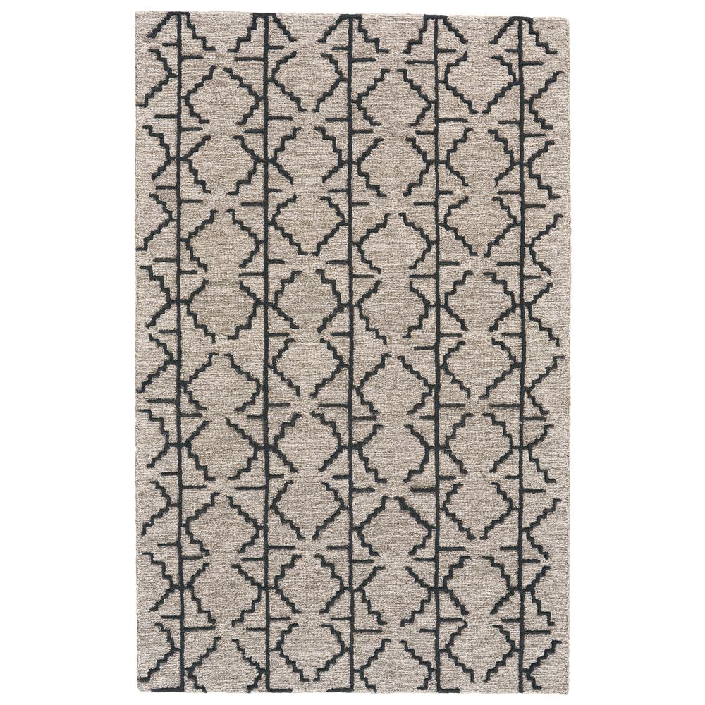 Enzo Minimalist Natural Wool Rug, Warm Taupe/Black, 8ft x 11ft Area Rug, 7428732FCHLGRYG99