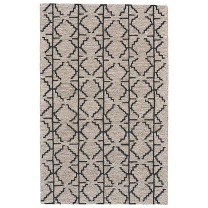 Enzo Minimalist Natural Wool Rug, Warm Taupe/Black, 8ft x 11ft Area Rug, 7428732FCHLGRYG99