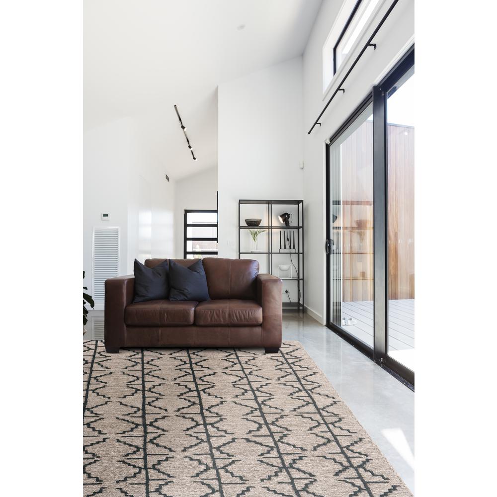 Enzo Minimalist Natural Wool Rug, Warm Taupe/Black, 8ft x 11ft Area Rug, 7428732FCHLGRYG99