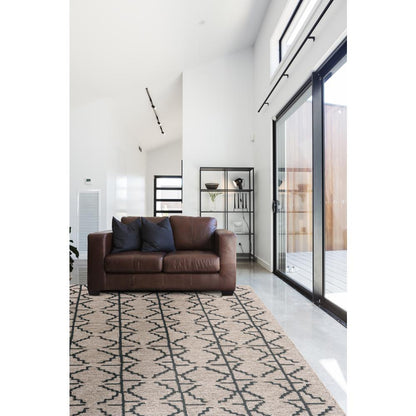 Enzo Minimalist Natural Wool Rug, Warm Taupe/Black, 8ft x 11ft Area Rug, 7428732FCHLGRYG99