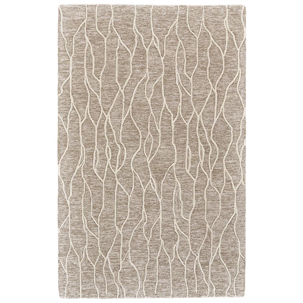 Enzo Minimalist Abstract Wool Rug, Warm Taupe/Ivory, 5ft x 8ft Area Rug, 7428734FIVYGRYE10