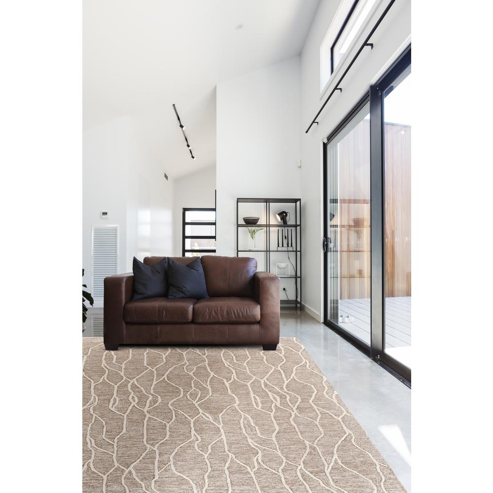 Enzo Minimalist Abstract Wool Rug, Warm Taupe/Ivory, 5ft x 8ft Area Rug, 7428734FIVYGRYE10