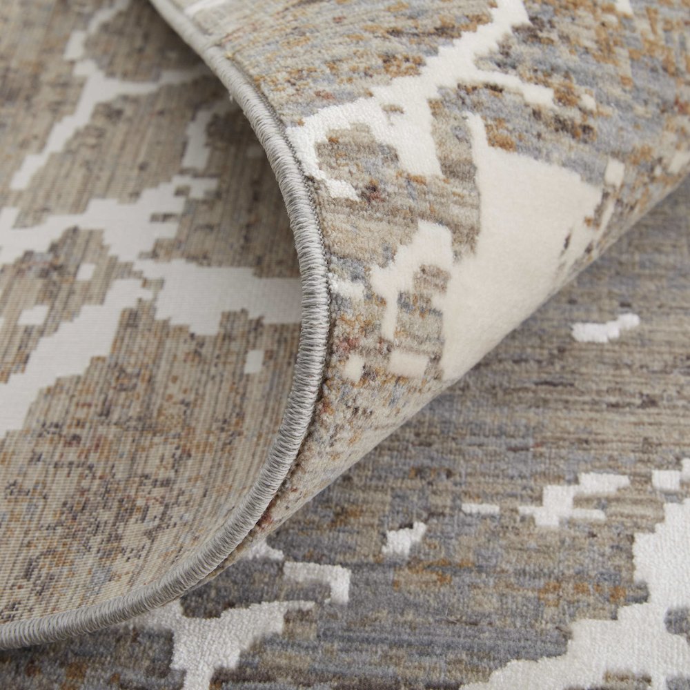 Pryor Modern Abstract, Taupe/Brown/White, 6'-7" x 9'-6" Area Rug