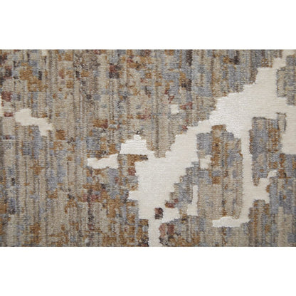 Pryor Modern Abstract, Taupe/Brown/White, 6'-7" x 9'-6" Area Rug