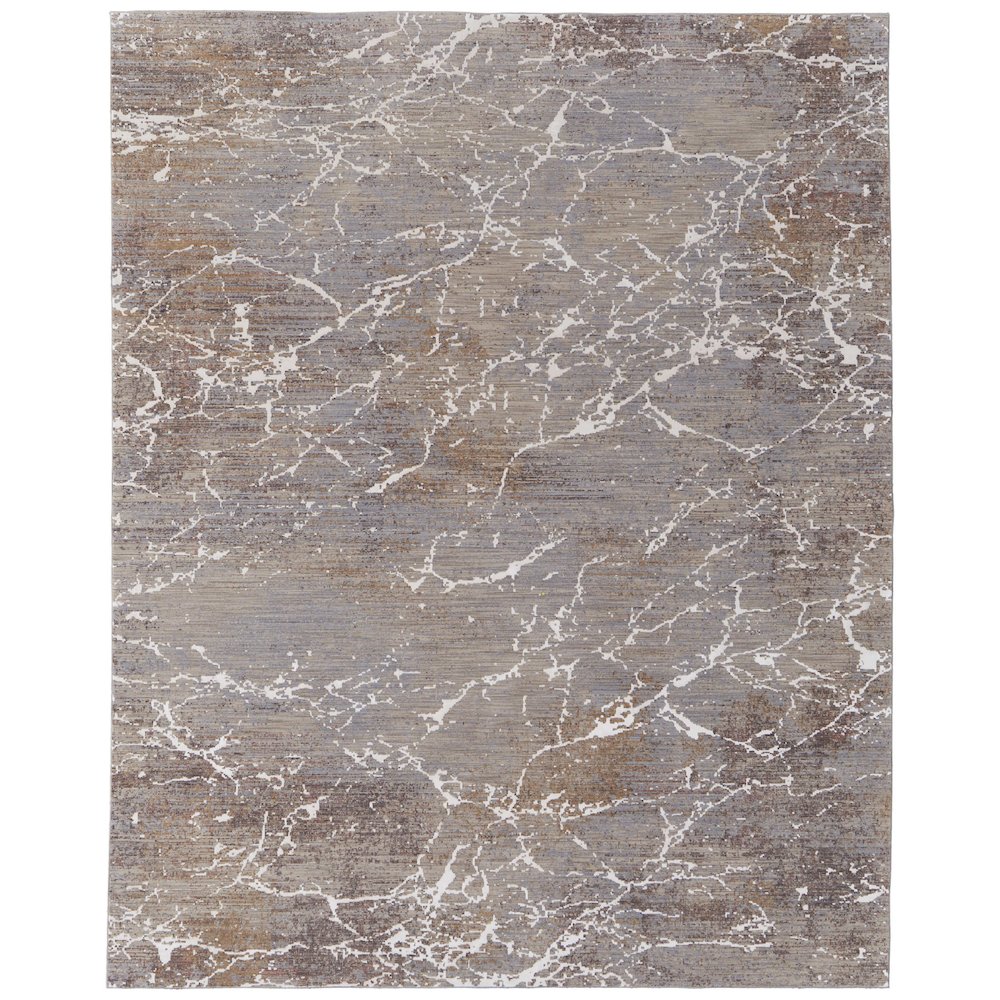 Pryor Modern Abstract, Taupe/Brown/White, 6'-7" x 9'-6" Area Rug