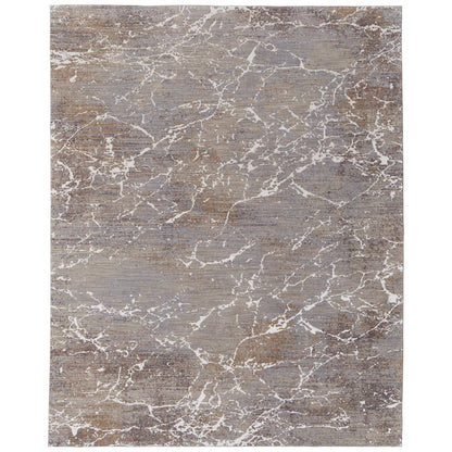 Pryor Modern Abstract, Taupe/Brown/White, 6'-7" x 9'-6" Area Rug