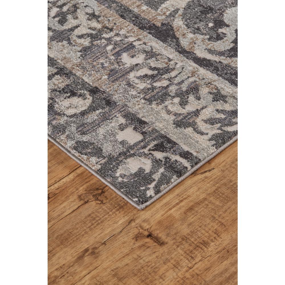Kano Distressed Geometric FloralRug, Charcoal Gray, 4ft-3in x 6ft-3in Accent Rug, 8643871FCHLIVYC16