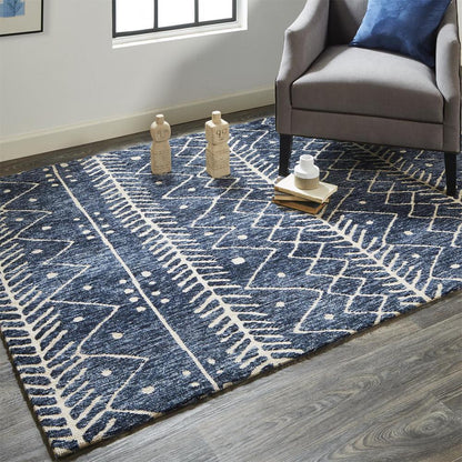 Colton Modern Mid-century Tribal Rug, Denim Blue, 8ft x 10ft Area Rug, 8748318FDNM000F00