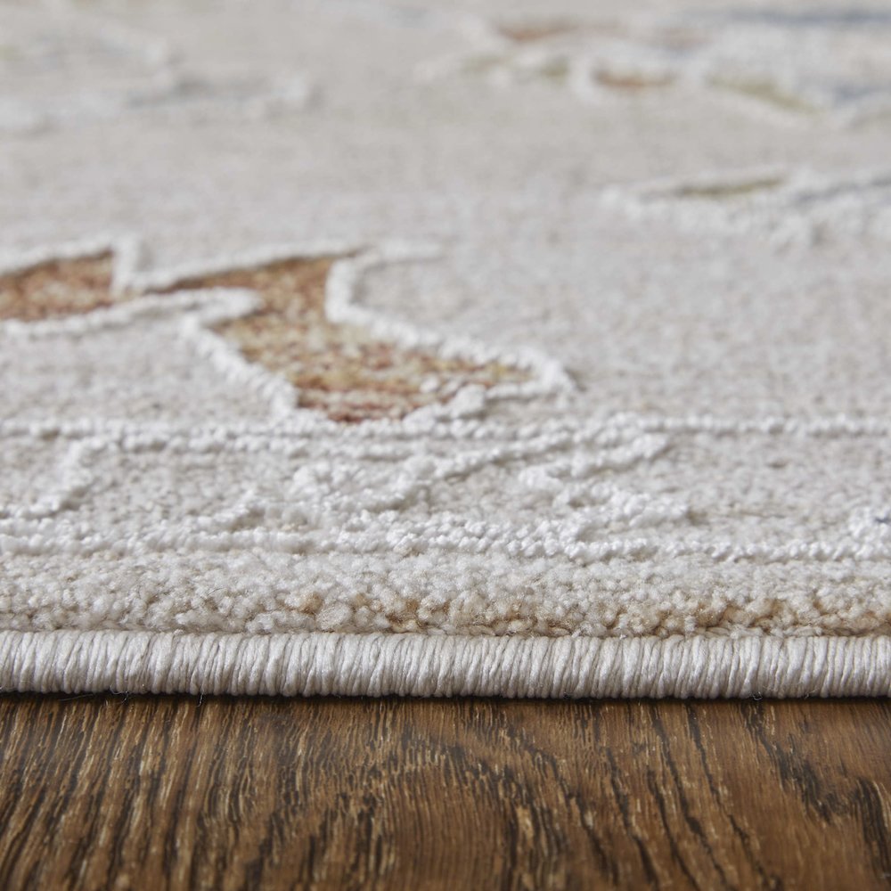 Pasha Transitional Floral & Botanical, Ivory/Blue/Gold, 7'-10" x 10'-3" Area Rug
