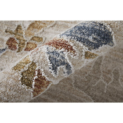 Pasha Transitional Floral & Botanical, Ivory/Blue/Gold, 7'-10" x 10'-3" Area Rug