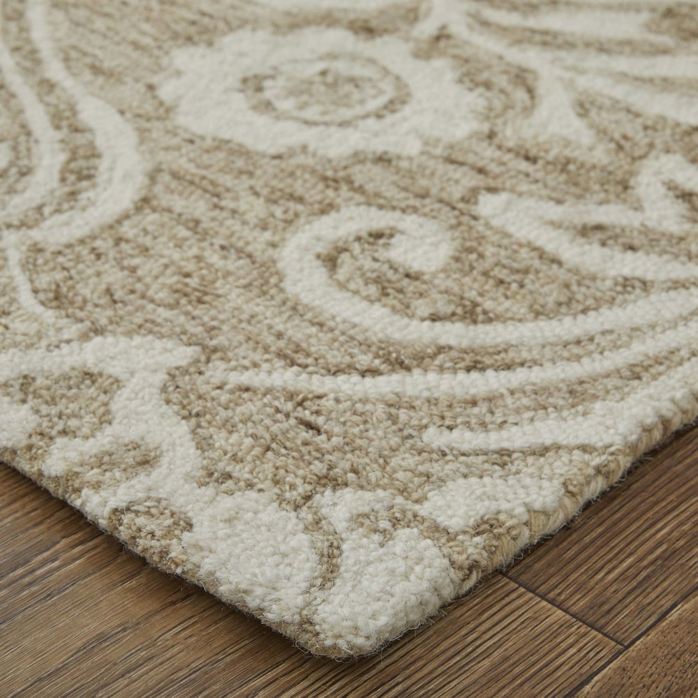 Belfort Modern Floral Paisley Rug, Latte Tan/Ivory, 9ft x 12ft Area Rug, 8698776FTPEIVYG00