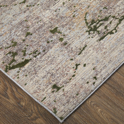 Pryor Modern Abstract, Taupe/Green/Tan, 6'-7" x 9'-6" Area Rug