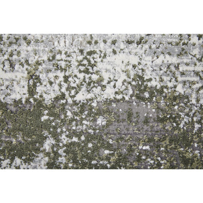 Cadiz Modern Ikat, Gray/Green/Silver, 4'-10" x 7'-10" Area Rug