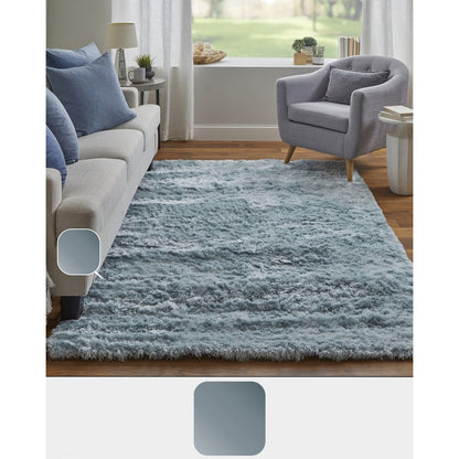 Indochine Plush Shag Rug with Metallic Sheen, Light Aqua Blue, 2ft-6in x 6ft, Runner, 4944550FLAQ000I26
