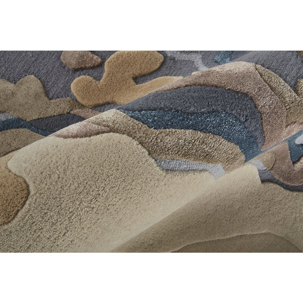 Serrano Transitional Abstract, Tan/Brown/Blue, 5' x 8' Area Rug