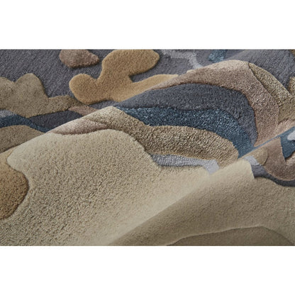 Serrano Transitional Abstract, Tan/Brown/Blue, 5' x 8' Area Rug