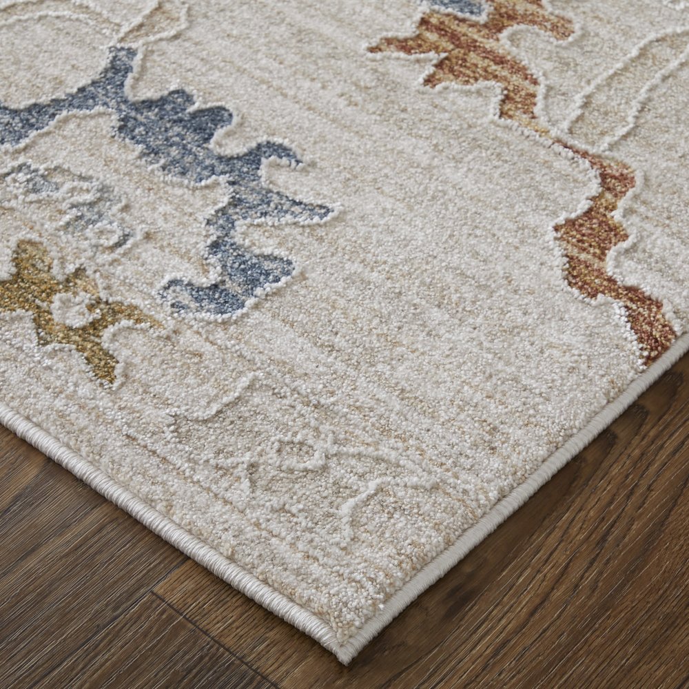 Pasha Transitional Floral & Botanical, Ivory/Blue/Gold, 7'-10" x 10'-3" Area Rug