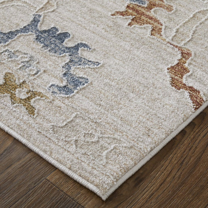 Pasha Transitional Floral & Botanical, Ivory/Blue/Gold, 7'-10" x 10'-3" Area Rug