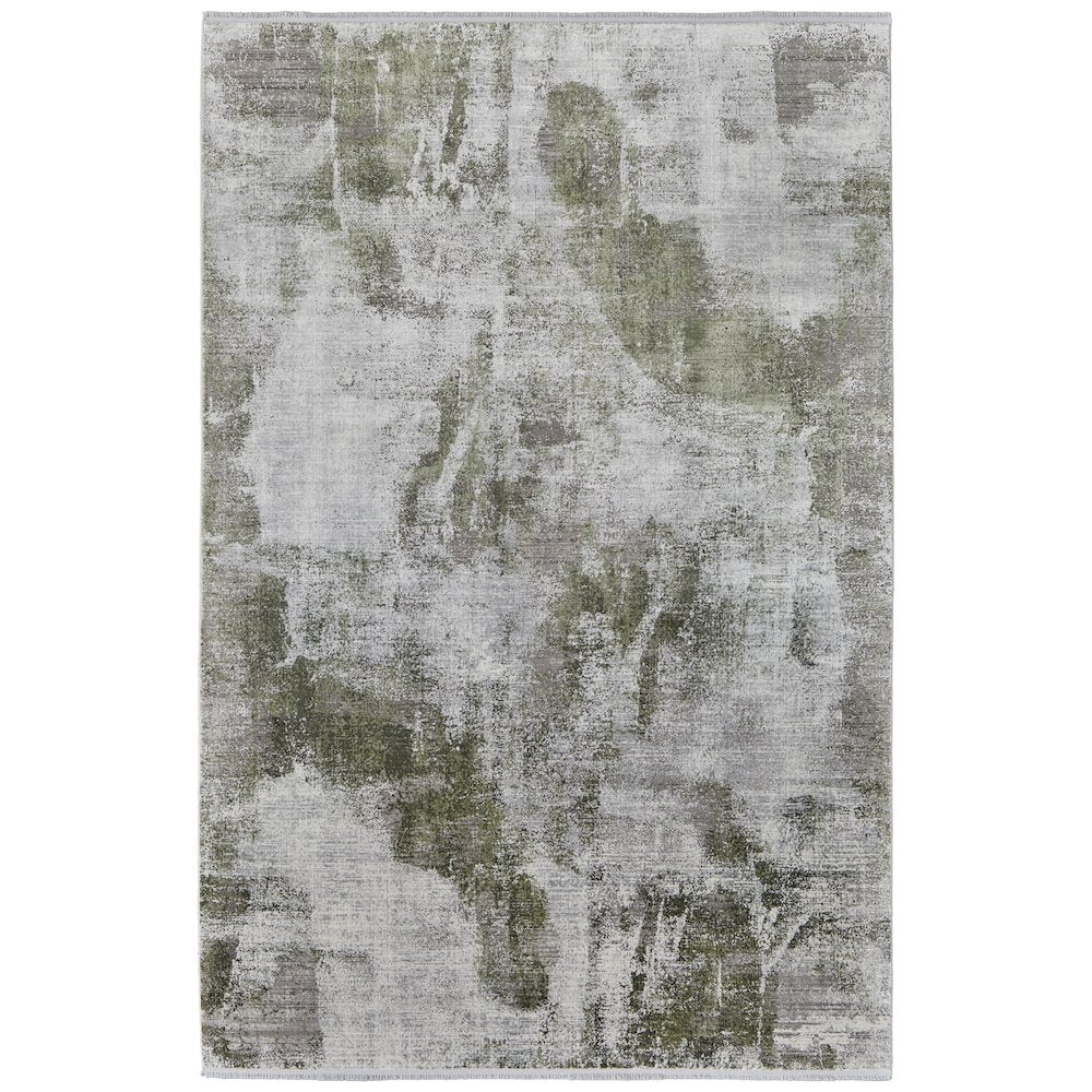 Cadiz Modern Ikat, Gray/Green/Silver, 4'-10" x 7'-10" Area Rug
