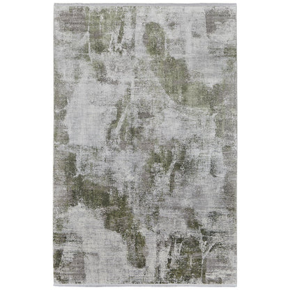 Cadiz Modern Ikat, Gray/Green/Silver, 4'-10" x 7'-10" Area Rug