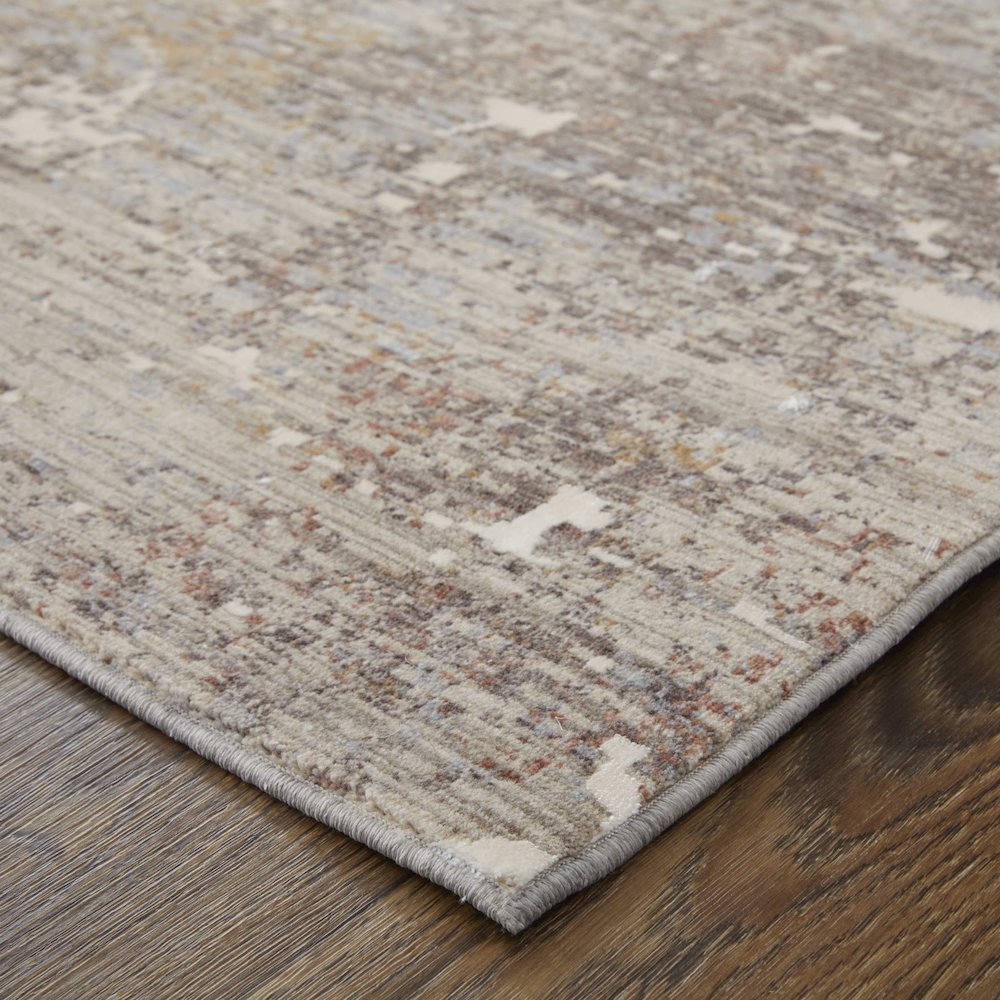 Pryor Modern Abstract, Taupe/Brown/White, 6'-7" x 9'-6" Area Rug