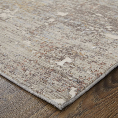 Pryor Modern Abstract, Taupe/Brown/White, 6'-7" x 9'-6" Area Rug