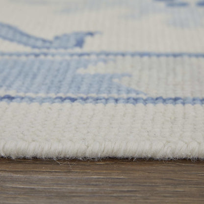 Karina Transitional Floral & Botanical, Ivory/Blue, 5'-6" x 8'-6" Area Rug