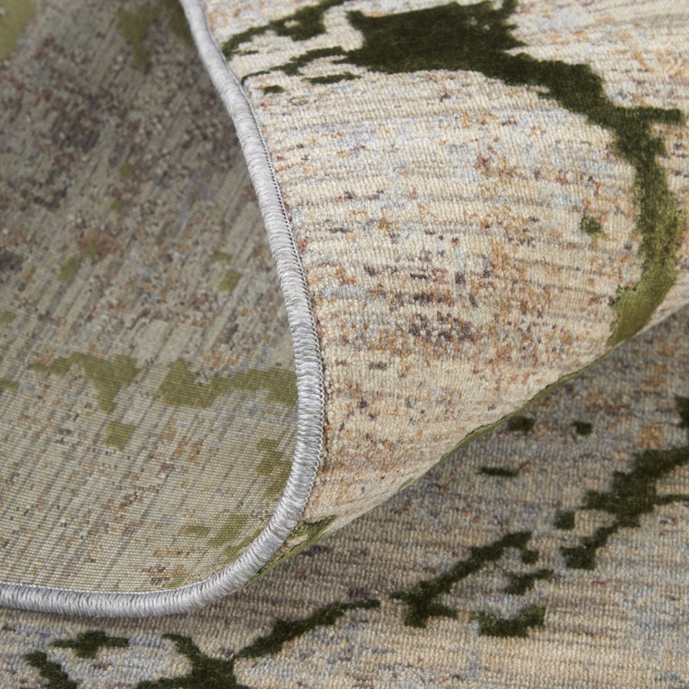 Pryor Modern Abstract, Taupe/Green/Tan, 6'-7" x 9'-6" Area Rug