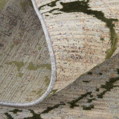 Pryor Modern Abstract, Taupe/Green/Tan, 6'-7" x 9'-6" Area Rug