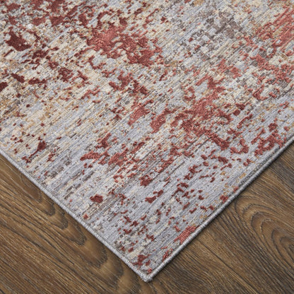 Pryor Modern Watercolor, Red/Gray/Blue, 7'-10" x 10' Area Rug