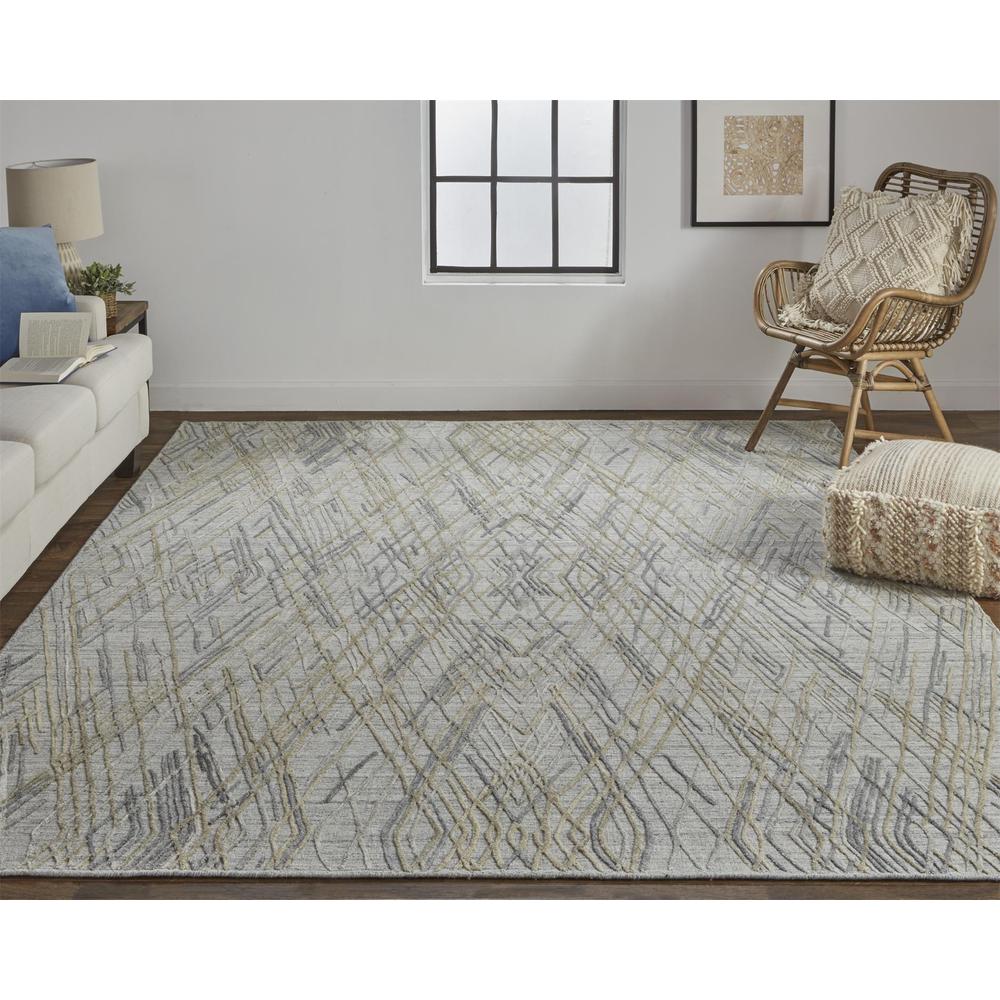 Elias Abstract Diamond Area Rug, High/Low, Oyster Gray/Taos Taupe, 5ft x 8ft, ELS6589FBLU000E10