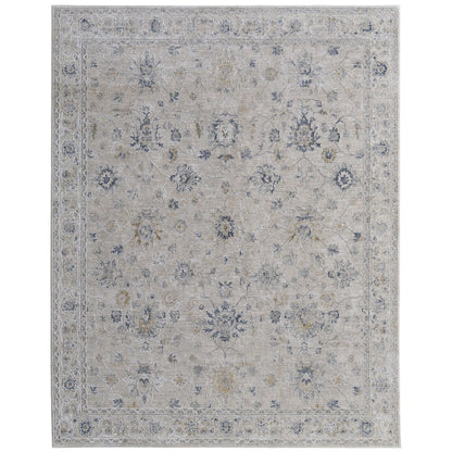 Pasha Transitional Floral & Botanical, Ivory/Taupe/Blue, 9'-0" x 12'-8" Area Rug