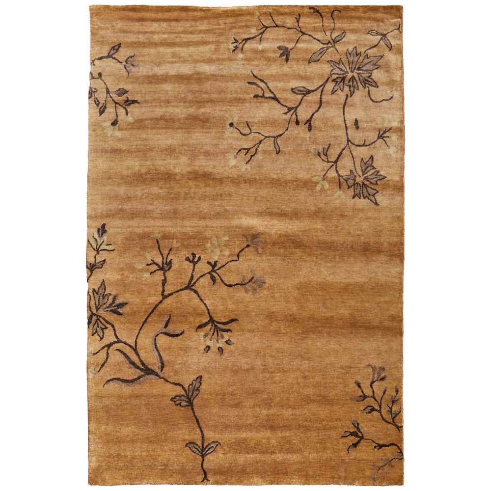 Cordonnet Transitional Floral & Botanical, Brown/Orange, 5'-6" x 8'-6" Area Rug