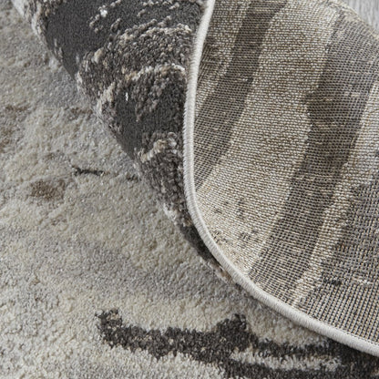 Vancouver Modern Abstract, Ivory/Brown/Gray, 10' x 14' Area Rug