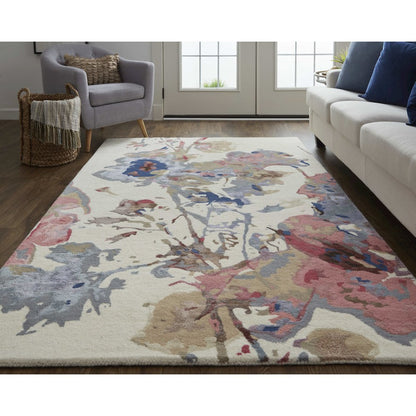 Dafney Transitional Floral & Botanical, Blue/Pink/Gray, 3'-6" x 5'-6" Accent Rug