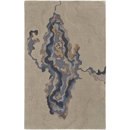 Serrano Transitional Abstract, Tan/Brown/Blue, 5' x 8' Area Rug