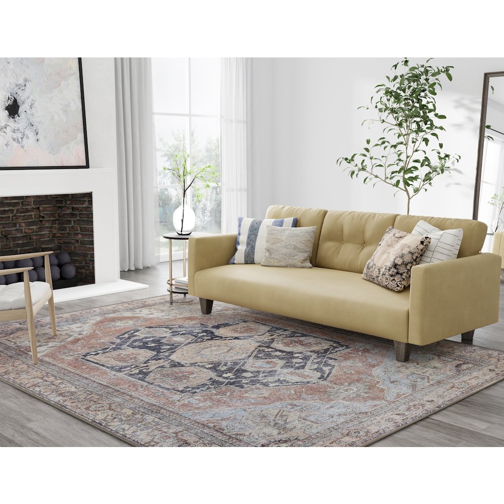 Percy Vintage Medallion Rug, Pink Clay/Charcoal Gray, 7ft-10in x 9ft-10in, PRC39ALFBRNRSTF71