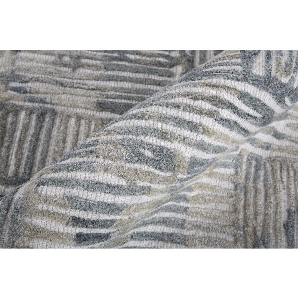Elias Modern Abstract, Green/Blue/Ivory, 5' x 8' Area Rug