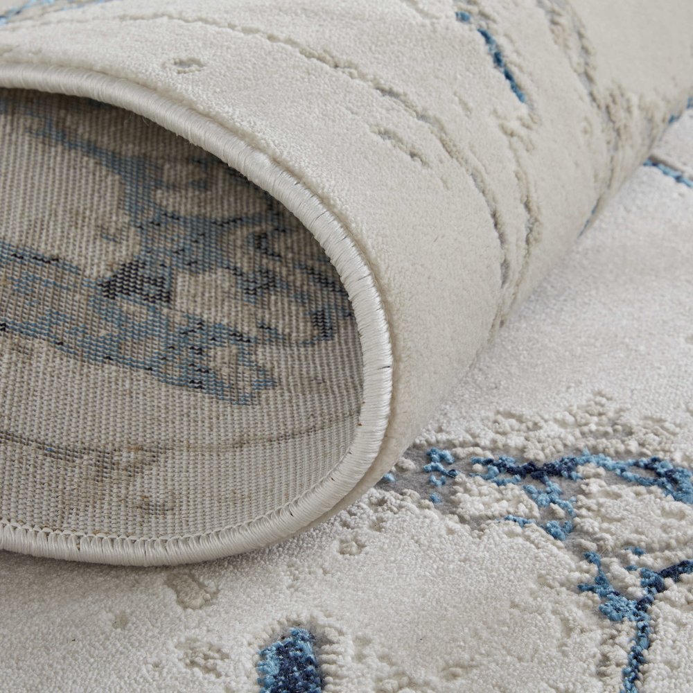 Indio Modern Abstract, Ivory/Blue/Black, 10' x 13'-2" Area Rug