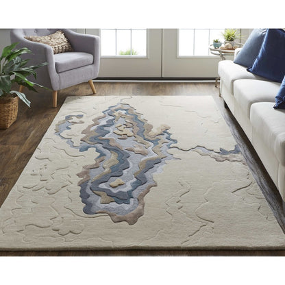 Serrano Transitional Abstract, Tan/Brown/Blue, 5' x 8' Area Rug