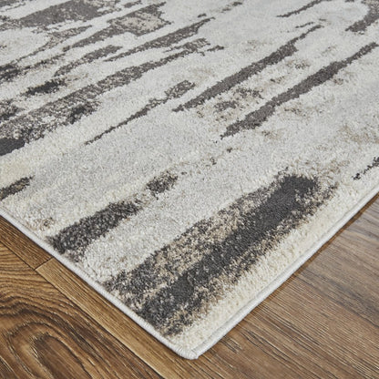 Vancouver Modern Abstract, Ivory/Brown/Gray, 10' x 14' Area Rug