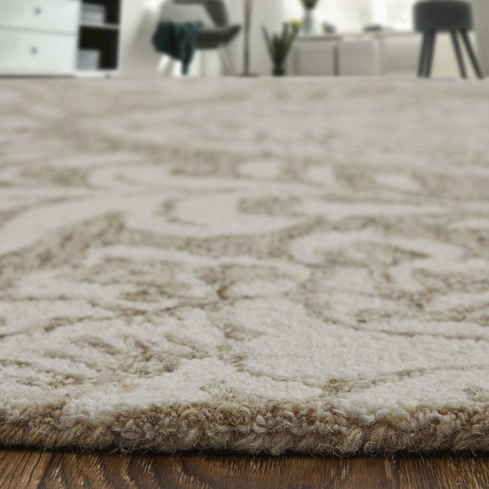 Belfort Modern Floral Paisley Rug, Latte Tan/Ivory, 9ft x 12ft Area Rug, 8698776FTPEIVYG00