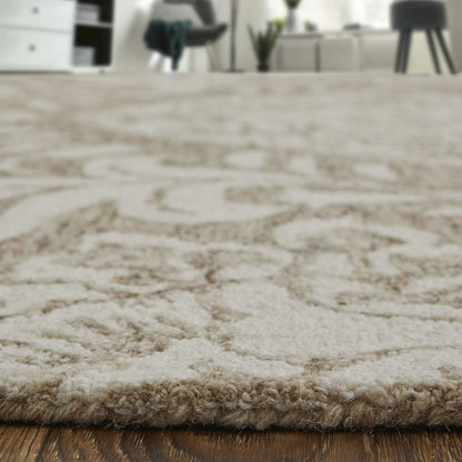 Belfort Modern Floral Paisley Rug, Latte Tan/Ivory, 9ft x 12ft Area Rug, 8698776FTPEIVYG00