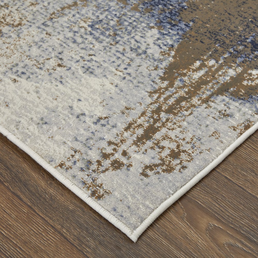 Clio Modern Abstract, Ivory/Blue/Brown, 7'-9" x 10' Area Rug