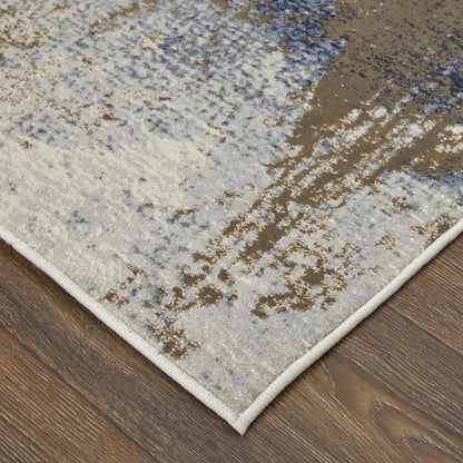 Clio Modern Abstract, Ivory/Blue/Brown, 7'-9" x 10' Area Rug