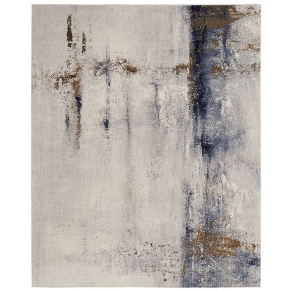 Clio Modern Abstract, Ivory/Blue/Brown, 7'-9" x 10' Area Rug