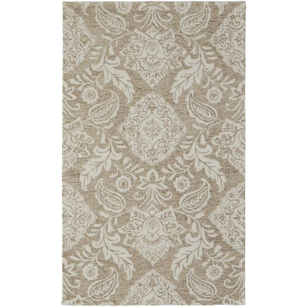 Belfort Modern Floral Paisley Rug, Latte Tan/Ivory, 9ft x 12ft Area Rug, 8698776FTPEIVYG00