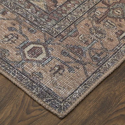 Percy Vintage Medallion Rug, Pink Clay/Charcoal Gray, 7ft-10in x 9ft-10in, PRC39ALFBRNRSTF71
