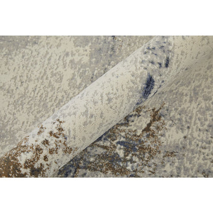 Clio Modern Abstract, Ivory/Blue/Brown, 7'-9" x 10' Area Rug