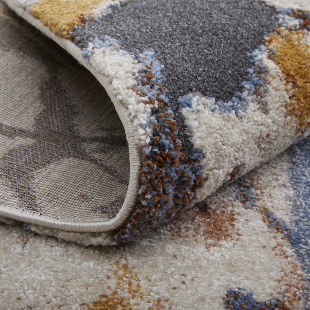 Gilmore Modern Watercolor, Blue/Orange/Gray, 5'-3" x 8' Area Rug